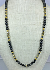 Vintage Leslie Block Rosary Style Bead Necklace Gold Plated 27