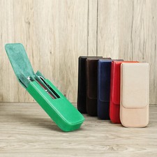 Handmade Leather 3 Pen Holder Magnetic Closure Fountain Pen Storage Case picture