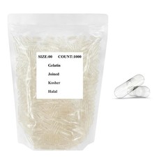 Size 00 Clear Empty Gelatin Pill Capsules Kosher Gel Cap Joined 1000 count picture