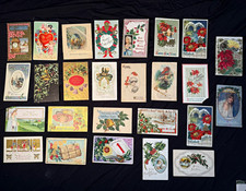 Vintage Embossed Christmas Greetings Postcard Lot, Multicolor Paper 1900-1919 picture
