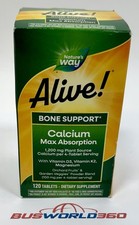 NATURES WAY ALIVE Bone Support Calcium 1200mg Max - 120ct - BRAND NEW Exp 5/2027 picture
