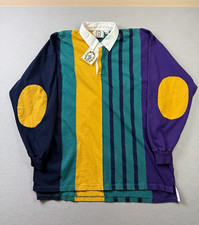 NWT Vintage Sears Rugby Shirt Men's XL Tall Color Block Striped Elbow Patch picture