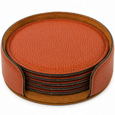 4″ Round Leatherette Coaster Set – 6-Pack Table Protectors picture