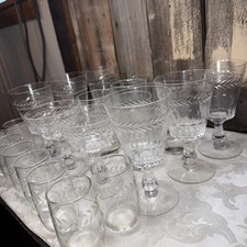 Vintage Discontinued Anchor Hocking Laurel Leaf Glasses Set of 23 Assorted Sizes picture