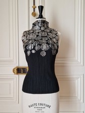 Pleats Please Issey Miyake Metallic Silver Jewel Print Pleated High-neck Black S picture