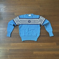 VTG 1950/60s Jersild S Blue Fair Isle Knit Crewneck Pullover Nordic Sweater picture