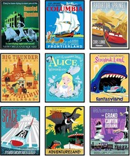 🏰 Vintage Disneyland Posters Set of 9, 8x10