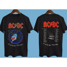 AC DC Fly On The Wall Tour 1985 Shirt Vintage Hard Rock Band Black Tee picture