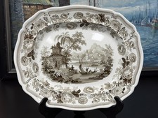 1800s Staffordshire Transfer Ware Vegetable Tureens and Platter picture