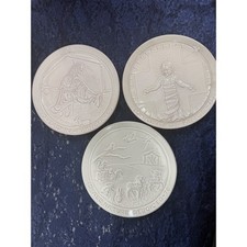 Frankoma Pottery Christmas Plates Set of 3 1969 1970 1978 White Glaze Vintage picture