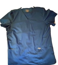 Cherokee Workwear Revolution Women's V-Neck Scrub Top Royal Blue Lrg Pre-owned picture