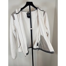 The North Face Womens Full Zip Fleece Hoodie Cream Grey Osito Jacket Medium picture