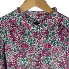 J.Crew Liberty Fabric Floral Ruffle Puff Sleeve Blouse Womens S Pink Green picture