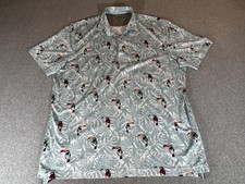 Johnnie O Polo Shirt Mens XL Blue Tropical Toucan Print Performance Stretch Golf picture