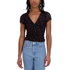 Aeropostale Women's Mesh V-Neck Crop Top Size XL Black picture