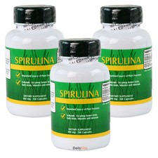 3 x Bottles Pure Spirulina 500 mg 100 Caps Green Food =300 CT picture