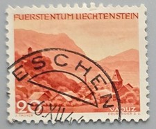 Liechtenstein 1944 Towns Series 20rp Vaduz View Used Troyer Courvoisier - Eschen picture