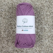 Hobbii Baby Cotton Midi Yarn 100% Organic Egyptian Cotton Color 14 Purple 50g picture