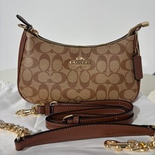 Coach Teri CV933 Signature Canvas Shoulder Bag 2 Straps Crossbody Hobo Purse picture
