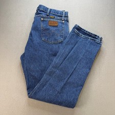Wrangler 47MWZ Regular Fit Jeans Mens 38x34 Blue Cotton Denim Western Straight picture