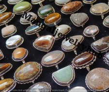 Wow Tiger's Eye& Mix Gemstone 5PCS Rings Lot 925 Silver Plated Wholesale Jewelry picture