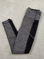 Athleta Criss Cross Drifter Tight Leggings Size M Black Gray Zipper Pockets EUC picture