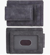 Genuine Leather Magnetic Front Pocket Money Clip Wallet w/Rfid Blocking picture