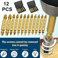 12PCS Damaged Screw Extractor Broken Screws Bolt Stripped Remover Tool Kit Easy picture