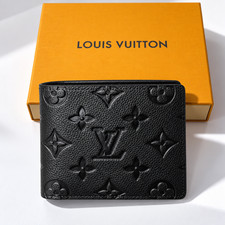 Louis Vuitton Monogram Men's Black Logo Bifold Wallet w/ ID Window & Card Slots  picture
