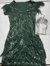 BABEYOND 1920s Flapper Dress Women S Green Sequin Fringe Art Deco Costume picture