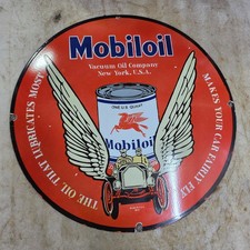 MOBILOIL WINGS 29 X 29 INCHES PORCELAIN ENAMEL SIGN picture