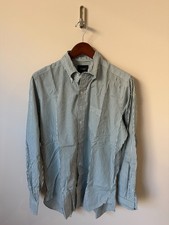 🔥 Drake's Poplin Candy Stripe Shirt Green & White Size 17 Made in England NWOT picture
