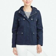JCREW FACTORY COTTON TWILL JACKET WITH HOOD SMALL NAVY picture