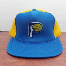 Vtg Indiana Pacers 80s Roped Snapback Trucker Hat Mesh Back Cap EUC picture