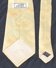 1990s Gianni Versace Couture Mens Tie Yellow Woven Medusa Silk- RARE picture