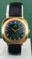 Vintage Atlantic Hand-Winding Green Gold Pleated Case Dial Men Wristwatch picture