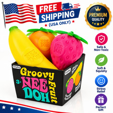 Schylling Groovy NeeDoh Fruit Stress Ball Set – Squeezable Fidget Toy Pack 3. picture