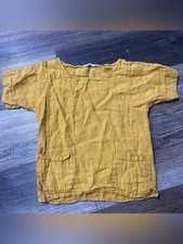 Francesco Bettini 100% Linen Mustard Yellow Boxy Pocket Too Italy Size Small picture