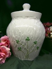 Belleek Porcelain Irish Shamrock Cremation Urn — Made in Ireland, picture