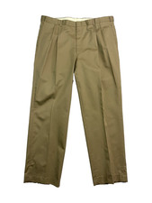 vtg Orvis 42x33 Khaki Cotton Dress Pants Chinos USA Pleated Twill High Waisted picture
