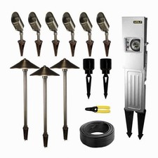 NEW VOLT Landscape Lighting 9-Piece Brass Path & Area Light Starter Kit Costco picture