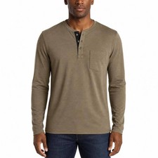 Mens Fashion Henley Shirts Long Sleeve Button Cotton T-Shirt with Pocket picture