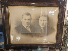 Victorian Era Married Couple blk and white picture w frame 25.5x21.5  picture