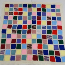 Vintage Granny Square Afghan Throw Crochet Medium Blanket Colorful USA Made EUC  picture