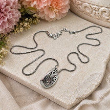 Brighton London Groove Badge Clip Necklace 34 In Silver Plated Swirl Crystal picture