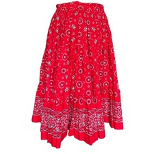 Rockmount Ranch Wear Red Bandana Print Tiered Western Midi Skirt Custom Fitted picture