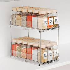 2 Tier Vertical Spice Rack Pull Out,10.4'' Deep Narrow Slide Out Spice Rack O... picture