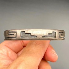 Vintage Hopi Victor Coochwytewa Raincloud Whirlwind Silver Bracelet Cuff 6-3/4