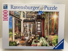 JIG SAW PUZZLE RAVENSBURGER 2023 T INY HOUSE IN REDWOOD FOREST 1000 PIECES 27X20 picture
