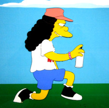 1990s SIMPSONS OTTO FOX ORIGINAL PRODUCTION CEL Bart bus driver graffiti paint picture